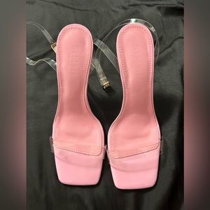SIMMI London Heels (TASHA GHOURI NOANA PINK PATENT CLEAR WEDGES) - New Condition